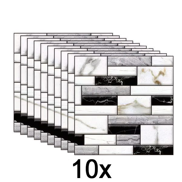 1x 3D marmuro išvaizdos sienų lipdukai (10 vnt.) | MARBLEBLOCKS